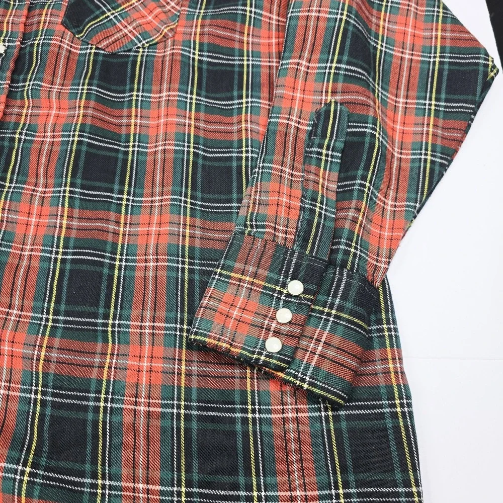 Vintage Dee Cee Shirt Mens XL Western Pearl Snap Plaid Made in USA 90s‎